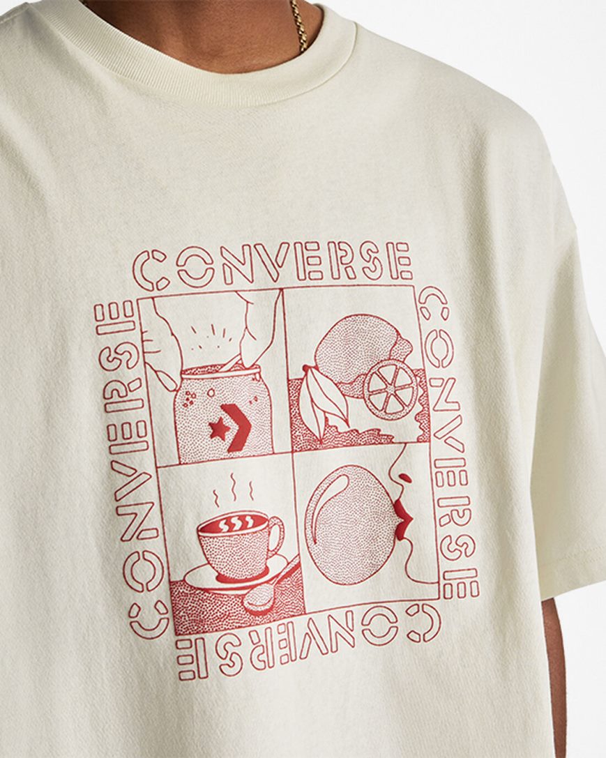 T-Shirts Barbati Converse Sensory Grafice Bej | RO D0KHS963